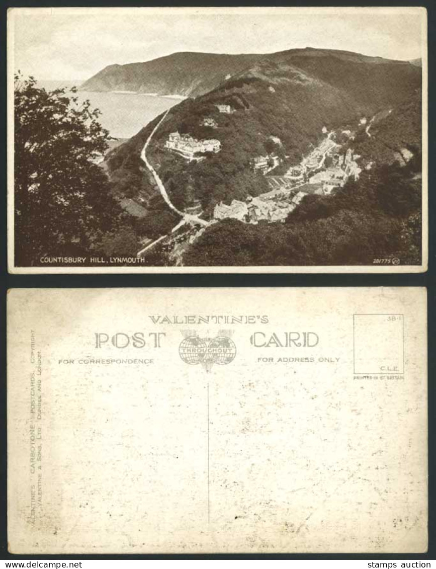 Lynmouth Countisbury Hill Panorama Houses Devon Old Postcard