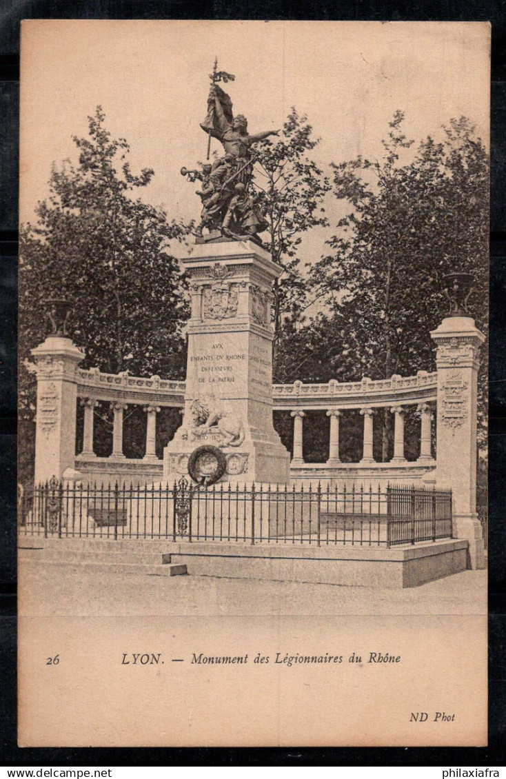 Lyon 1905 Carte postale 100% oblitéré MONUMENT, AVEC 1 TIMBRE