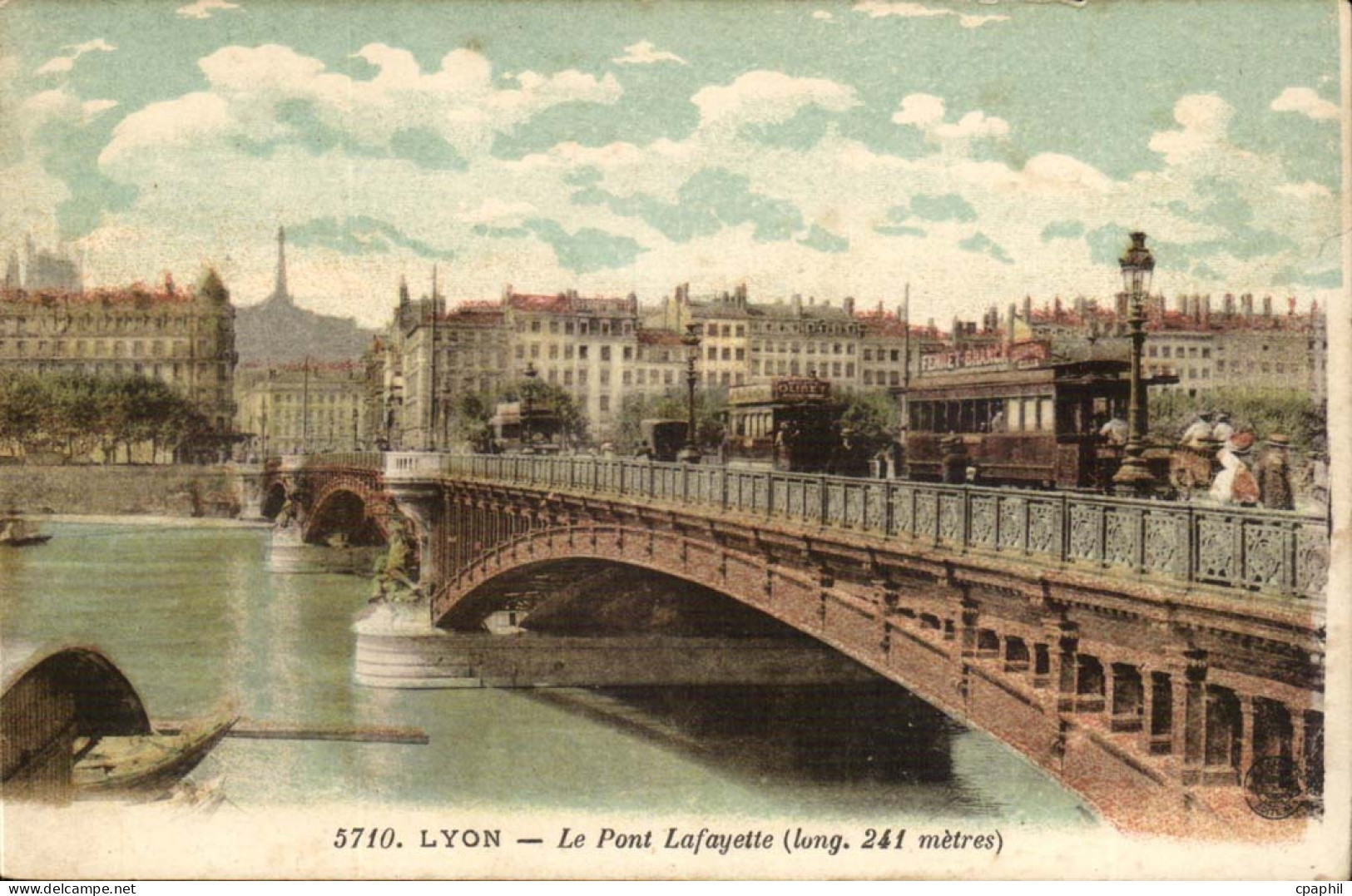 Lyon CPA Le pont Lafayette (tramways)