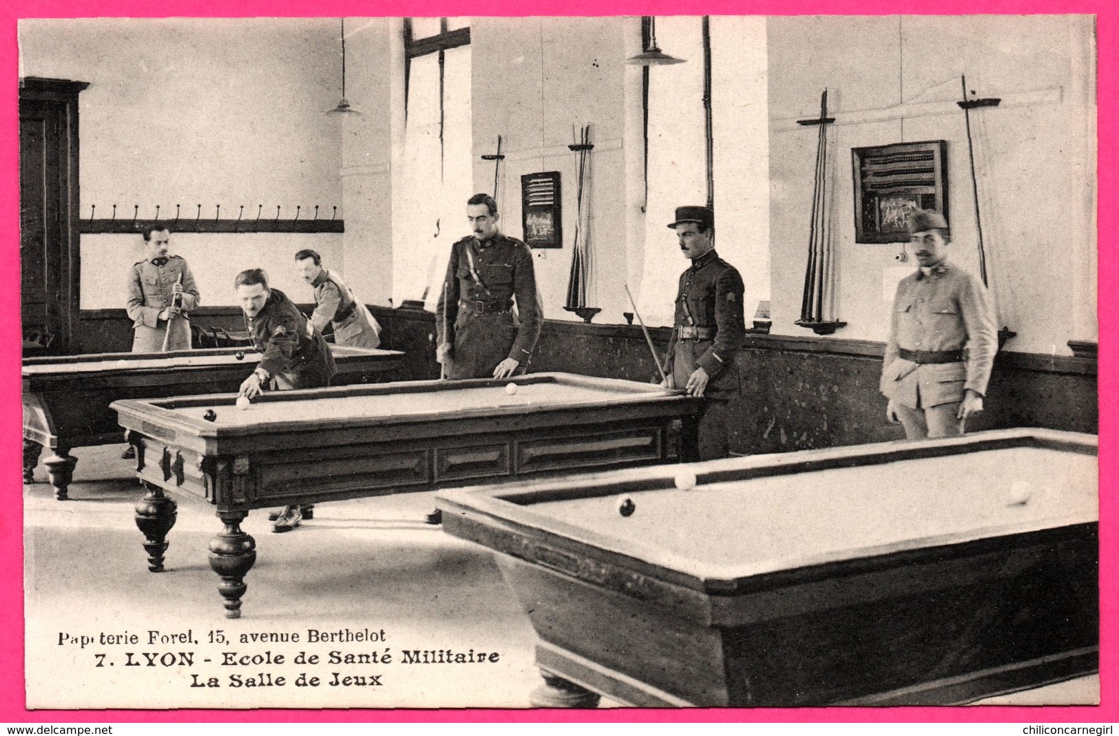 Lyon - Ecole de Santé Militaire - La Salle de Jeux - Billard - Animée - Papeterie FOREL 15, avenue Berthelot