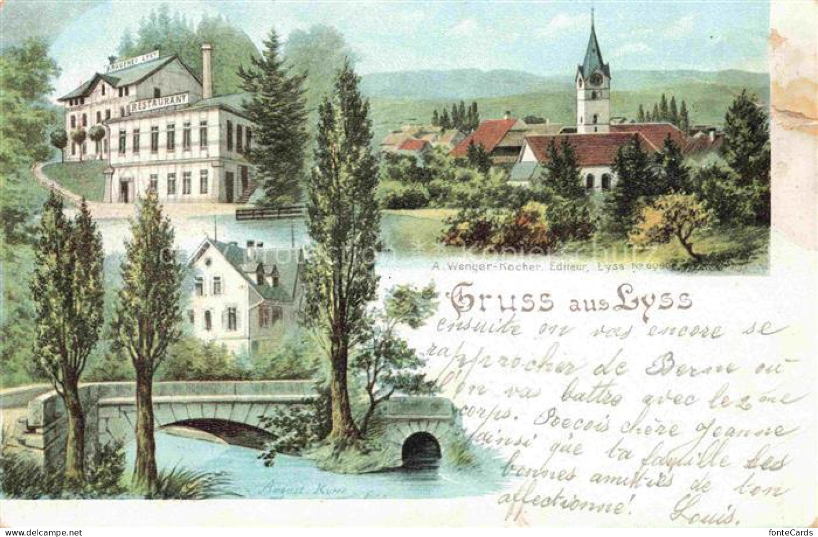 Lyss Aarberg BE Brauerei Restaurant Bruecke Kirche