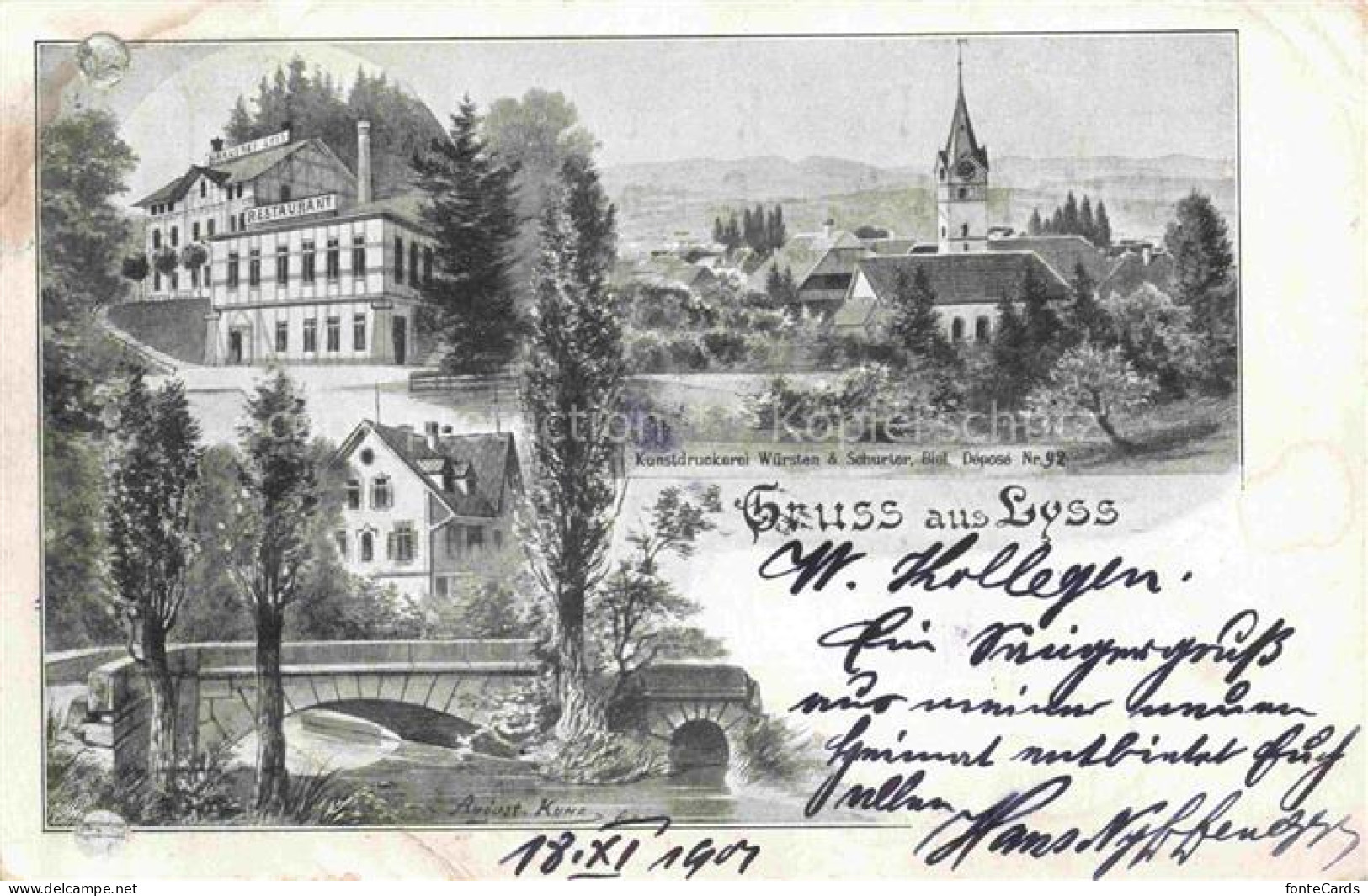 Lyss Aarberg BE Brauerei Restaurant Bruecke Kirche