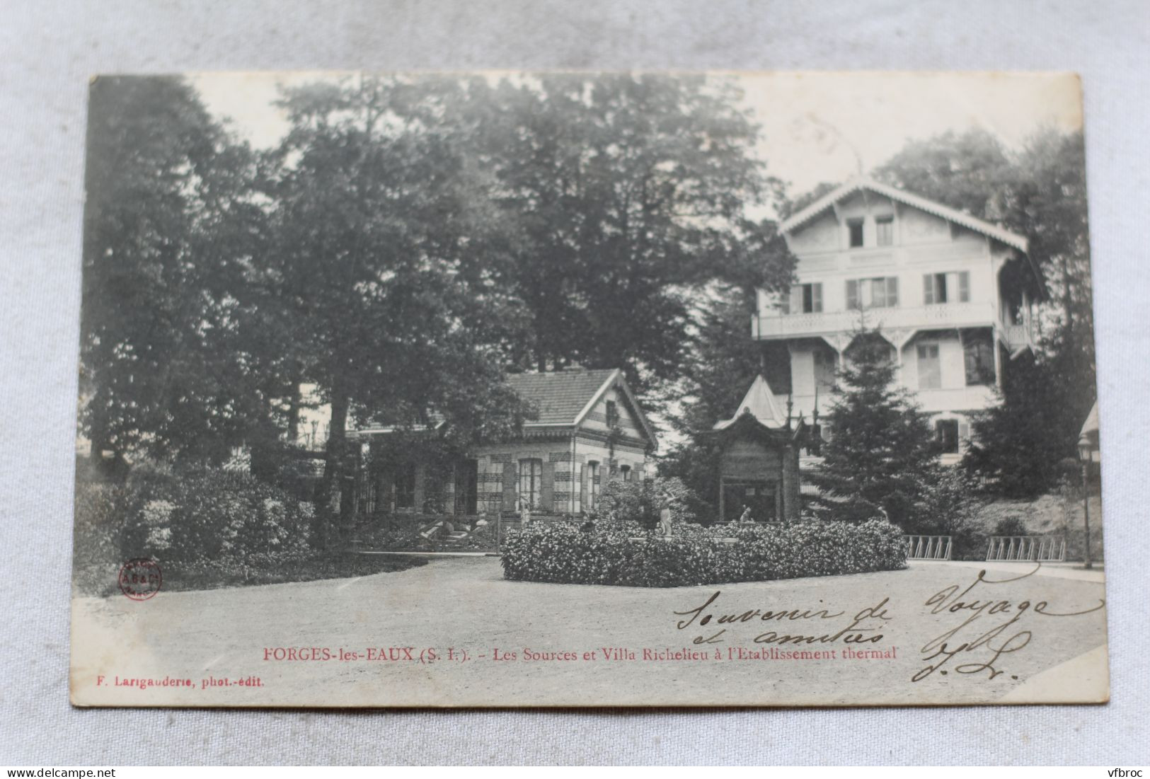 M225, Cpa 1903, Forges les Eaux, les sources et villa Richelieu, Seine Maritime 76