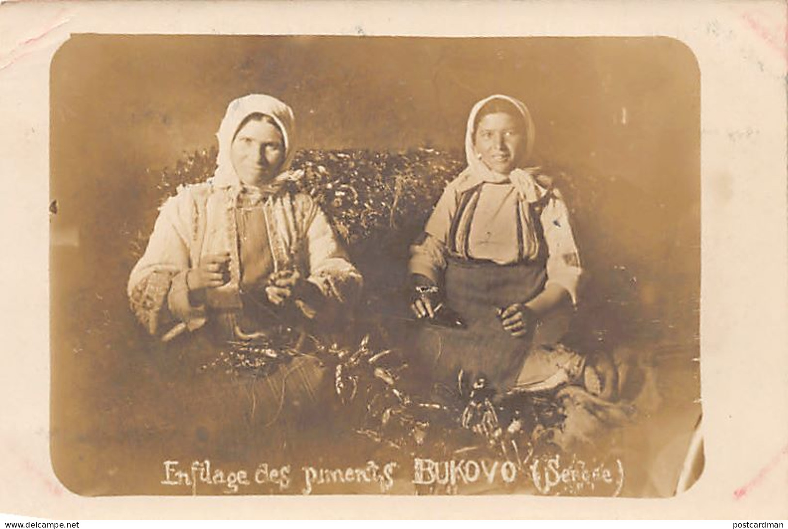 Macedonia - BUKOVO - Women threading chili peppers - REAL PHOTO