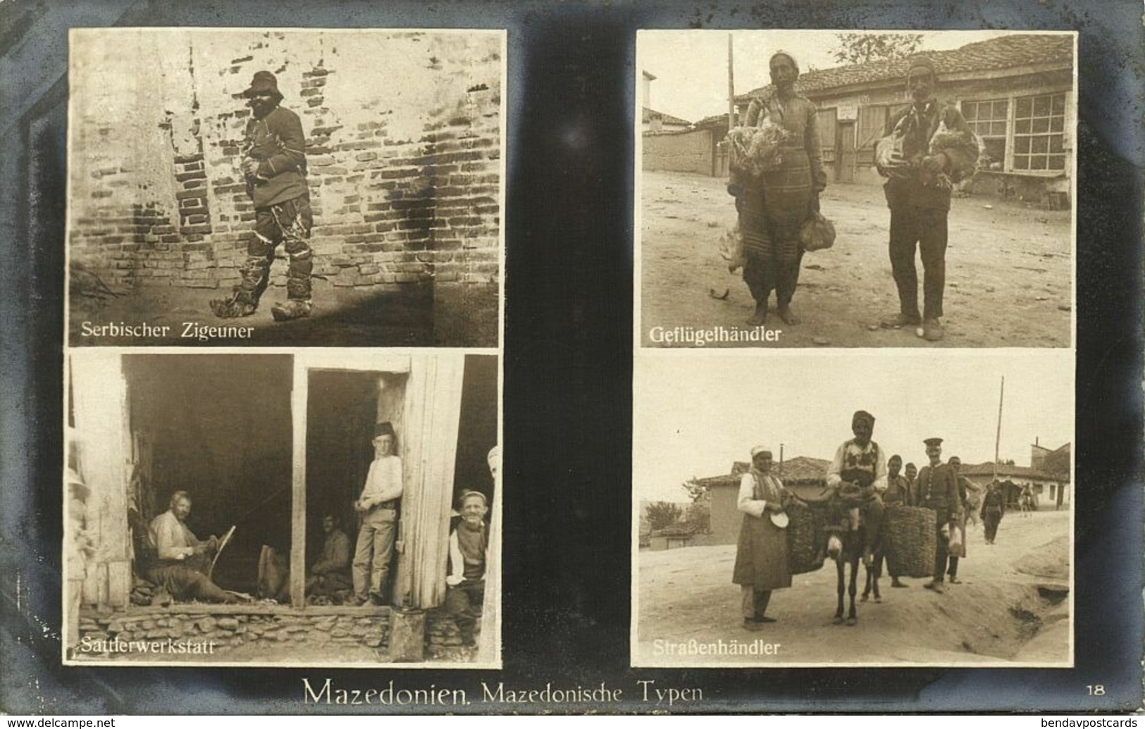 macedonia, Native Types, Serbian Gypsy, Poultry & Street Sellers (1915) RPPC