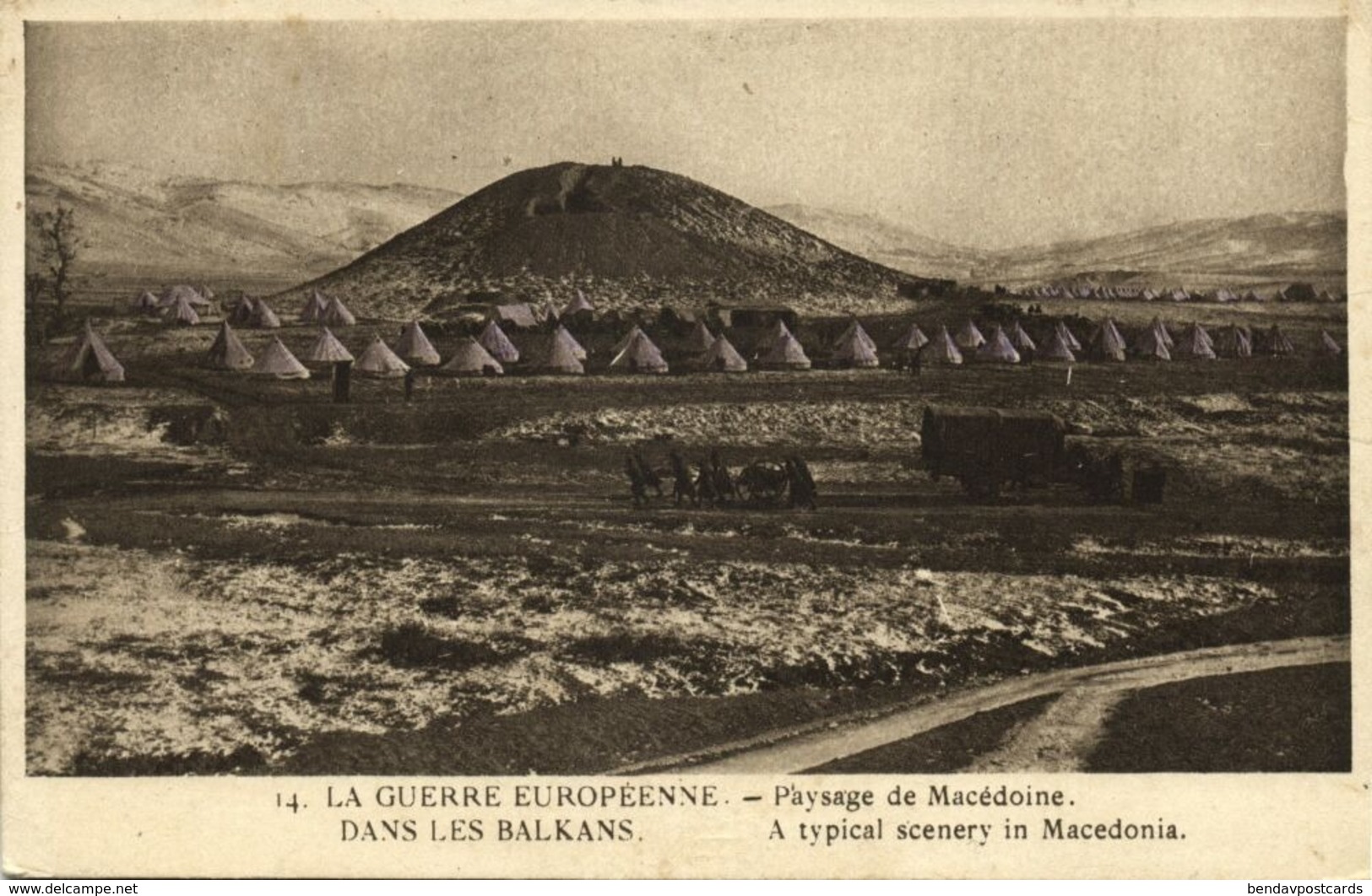 macedonia, Panorama Encampement, Tents (1916) Balkan War Postcard