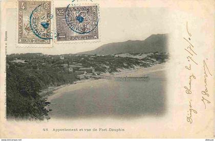 Carte Postale Ancienne - Pays - Madagascar - Fort Dauphin - Appontement et vue de Fort Dauphin - Précurseur - CPA - Obli