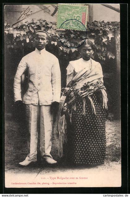 CPA Madagaskar, Type Malgache avec sa femme