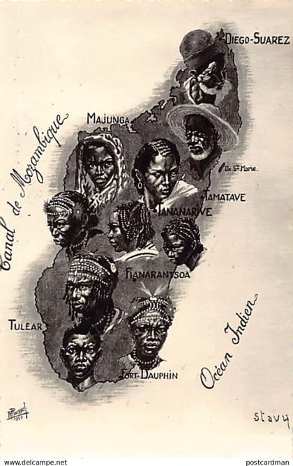 Madagascar - Carte géographique - Types de Madagascar - Ed. Stavy 791