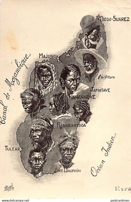 Madagascar - Types de Madagascar - Carte géographique d elîle - Ed. Stavy 791