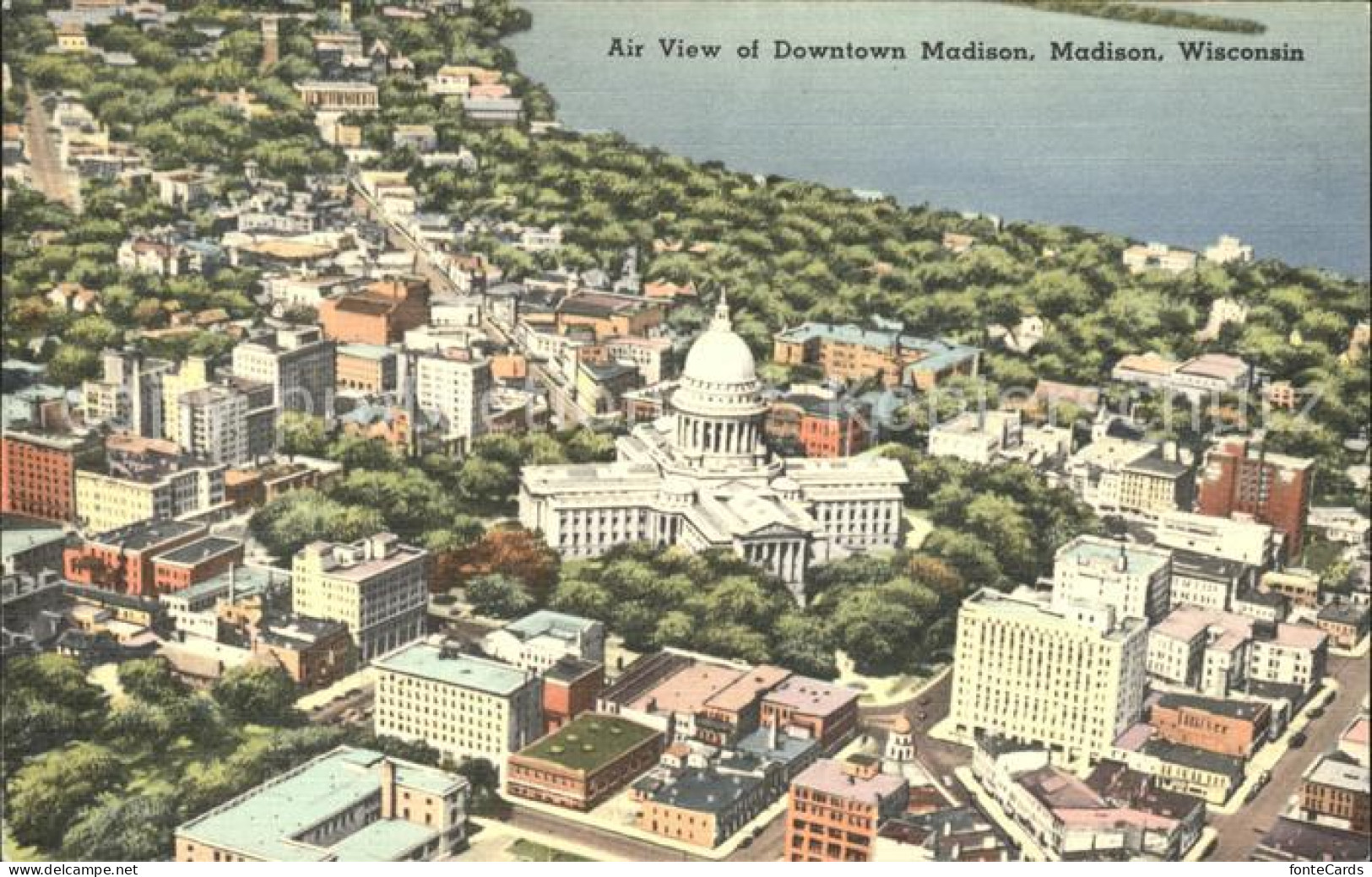 Madison Wisconsin Aerial view of Downtown