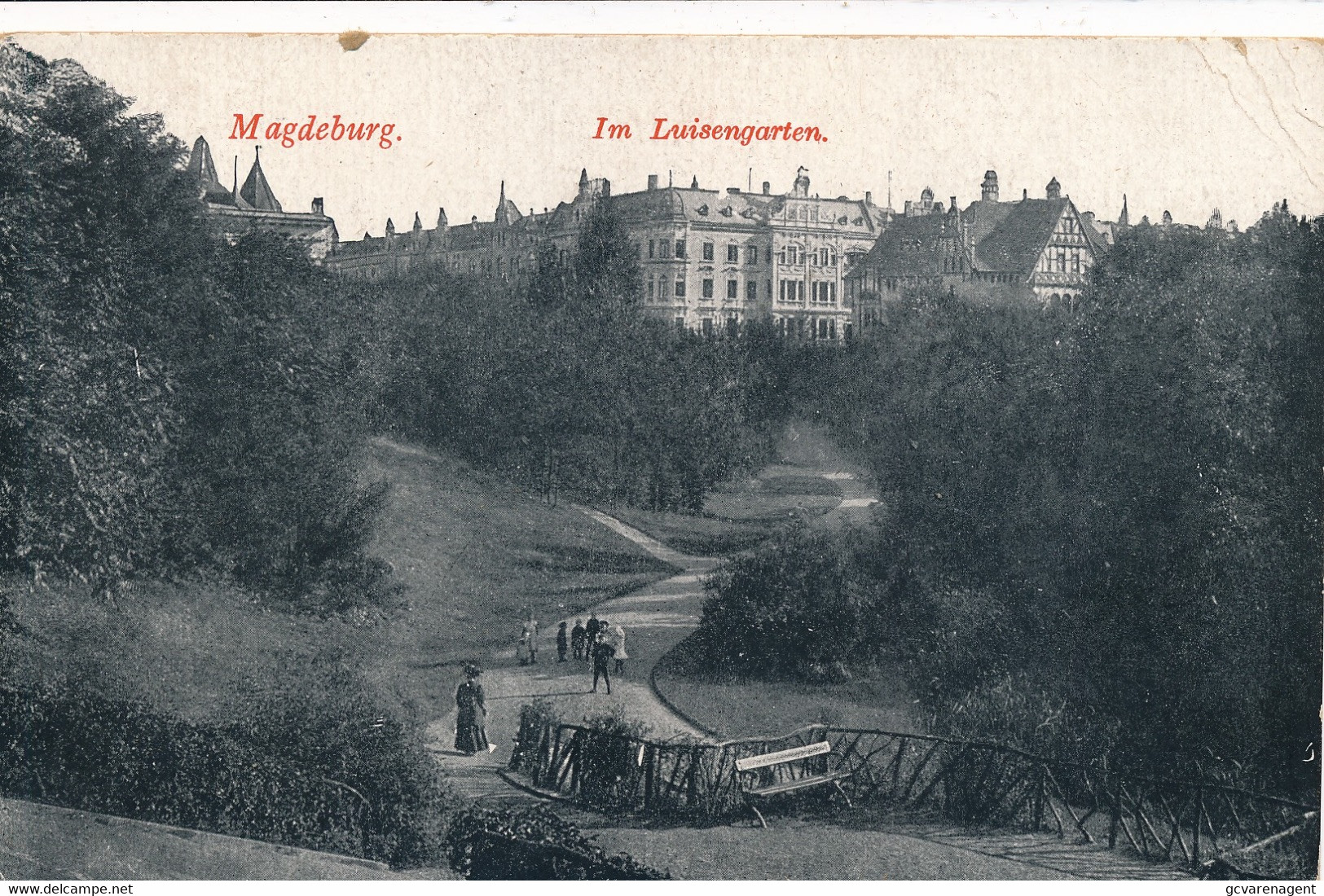 MAGDEBURG  IM LUISENGARTEN    FELDPOST  MAGDEBURG BUCKAU 1916   2 SCANS