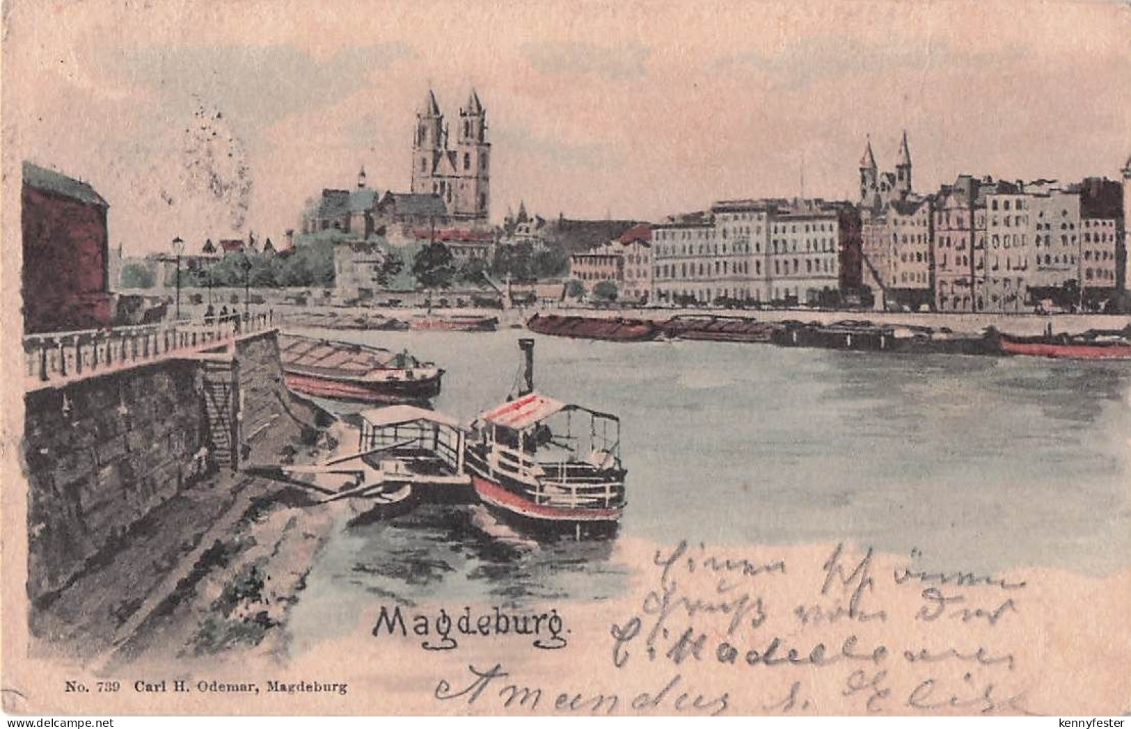 Magdeburg Kirche dom Frachtschiff Motorschiff Magdeburg