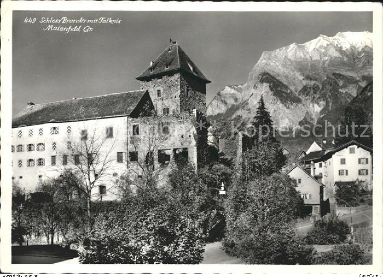 Maienfeld Schloss Brandis mit Falknis Raetikon