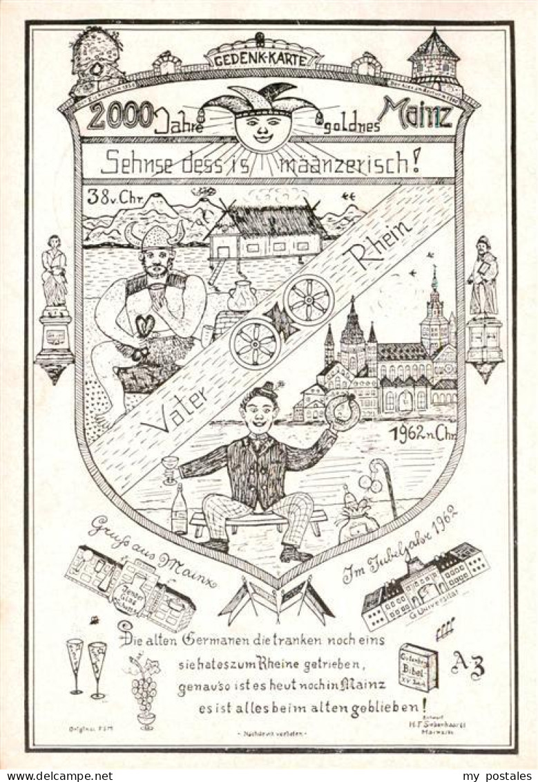 Mainz  Rhein Gedenkkarte 2000 Jahre goldnes Mainz