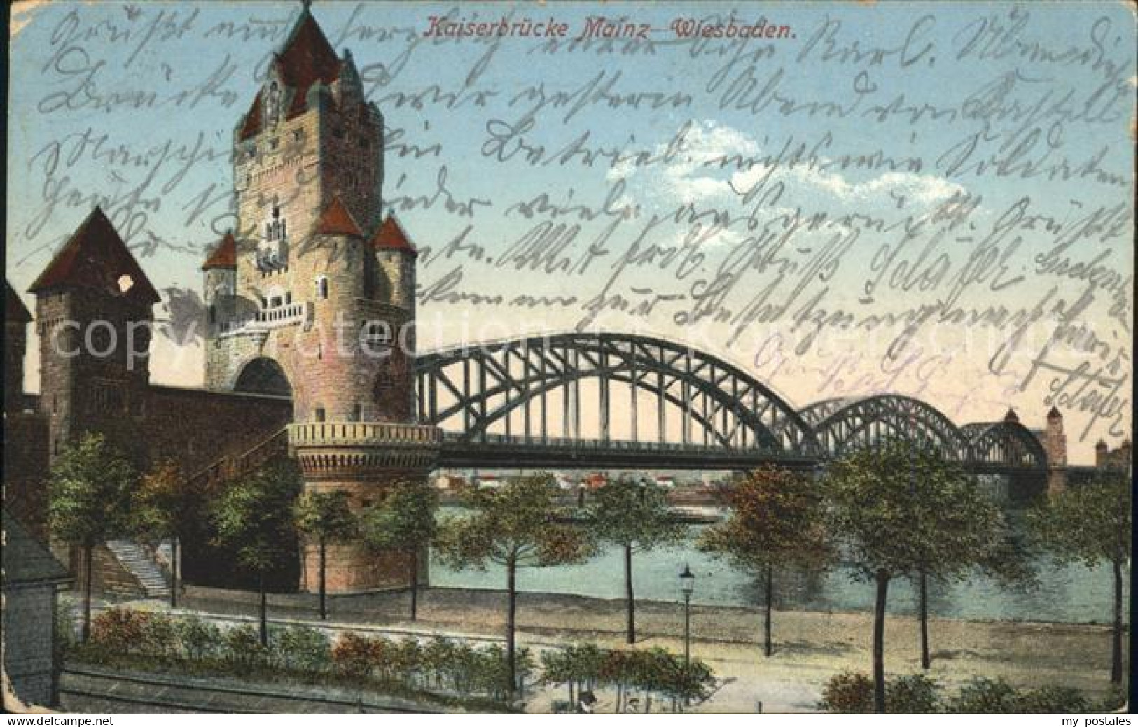 Mainz Rhein Kaiserbruecke Bahnlinie Mainz Wiesbaden