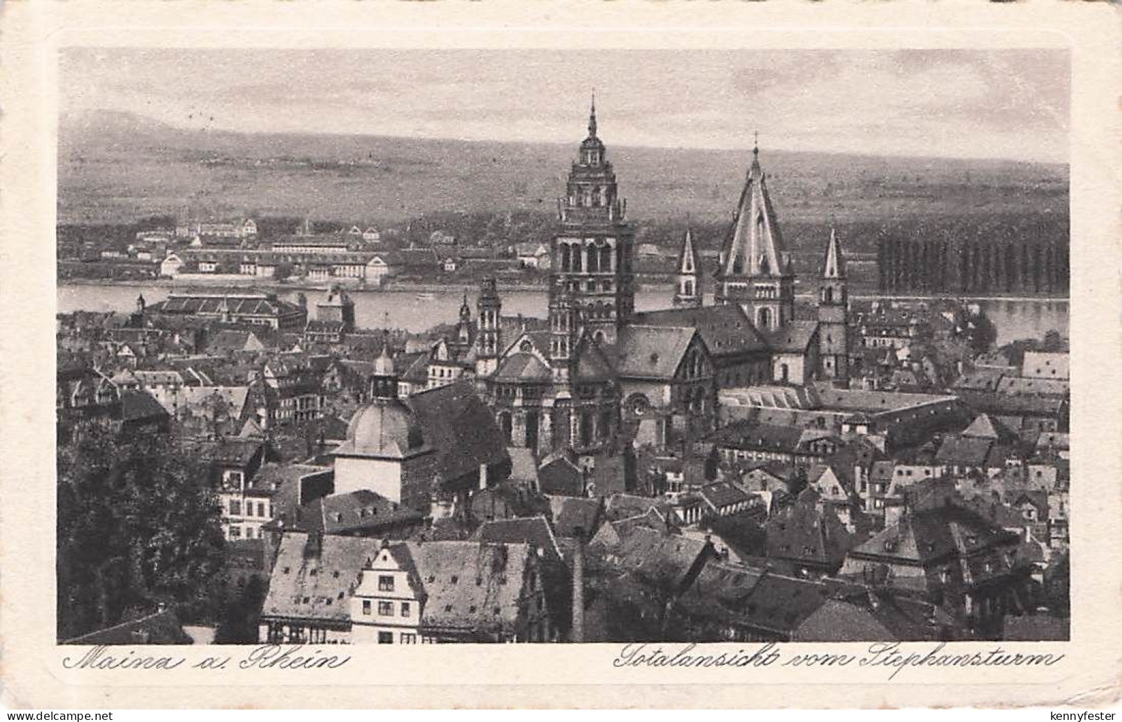 Mainz Rhein vom Stephansturm / Mainz Rhein /Mainz Stadtkreis