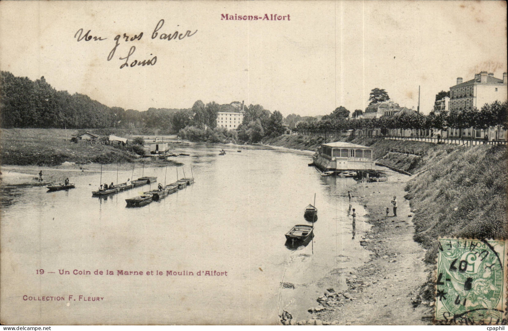 Maisons Alfort CPA Un coin de la Marne et le moulin d'Alfort