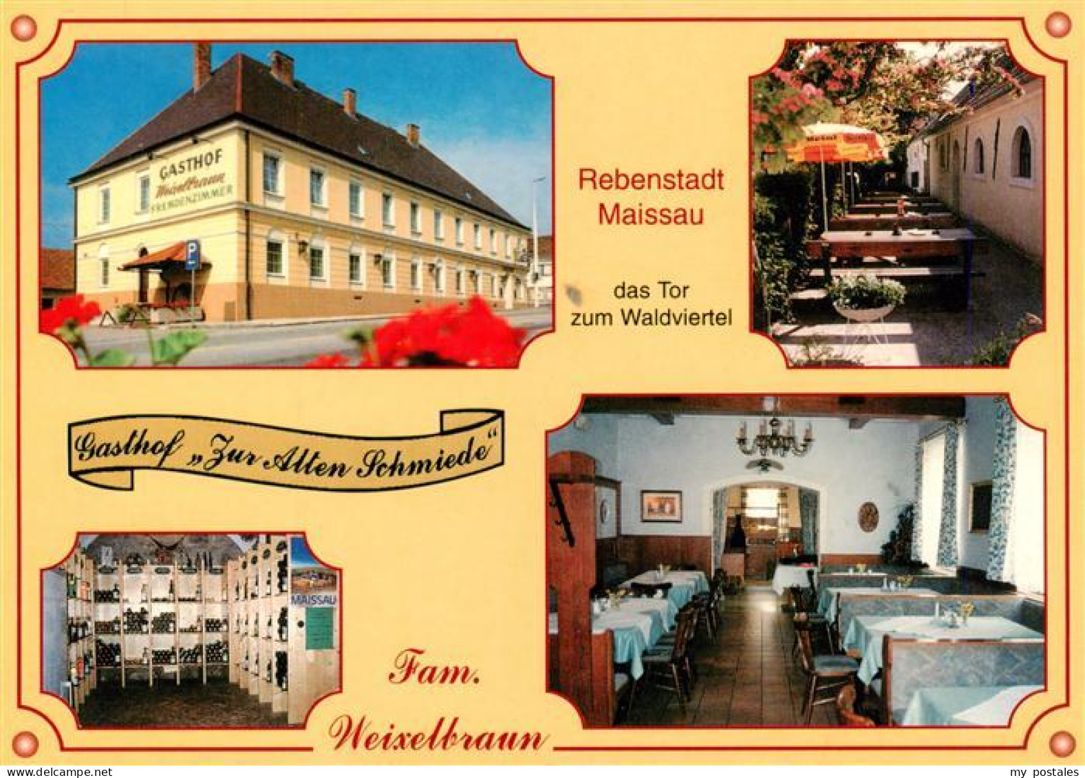 Maissau Gasthof Zur Alten Schmiede Terrasse Gastraum Vinothek