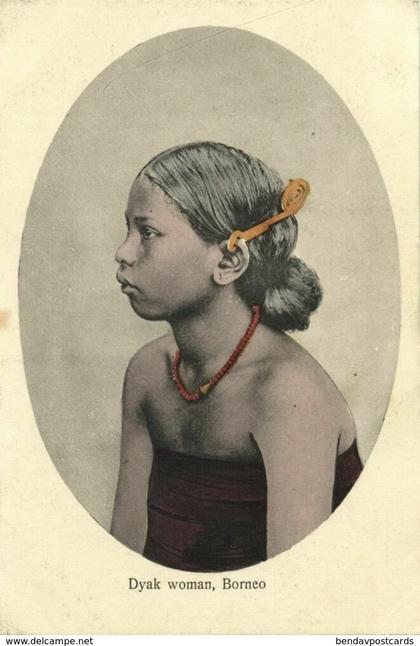 malay malaysia, BORNEO SARAWAK, Beautiful Dayak Woman, Jewelry (1910s) Postcard