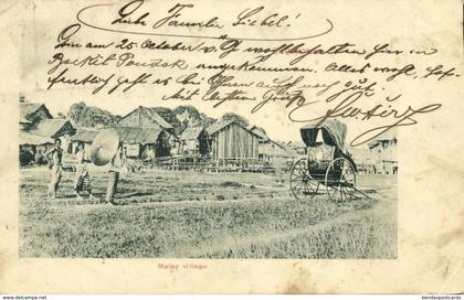 malay malaysia, Native Village, Rickshaw (1902) Postcard