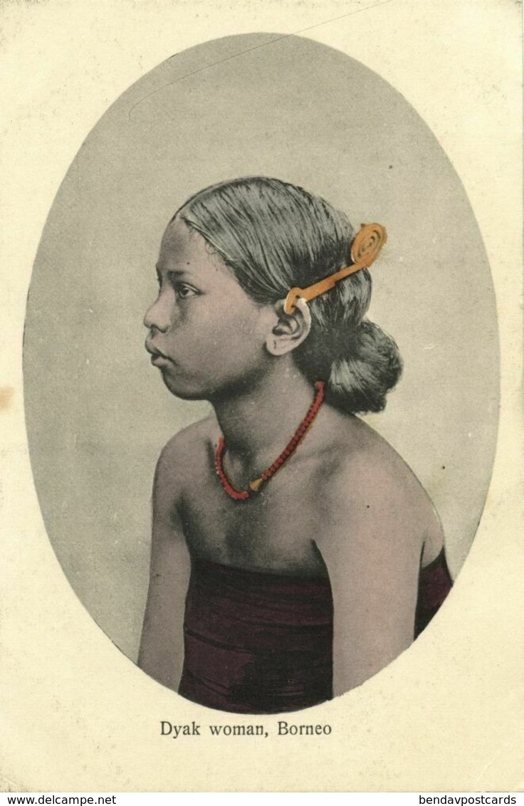 malay malaysia, BORNEO SARAWAK, Beautiful Dayak Woman, Jewelry (1910s) Postcard