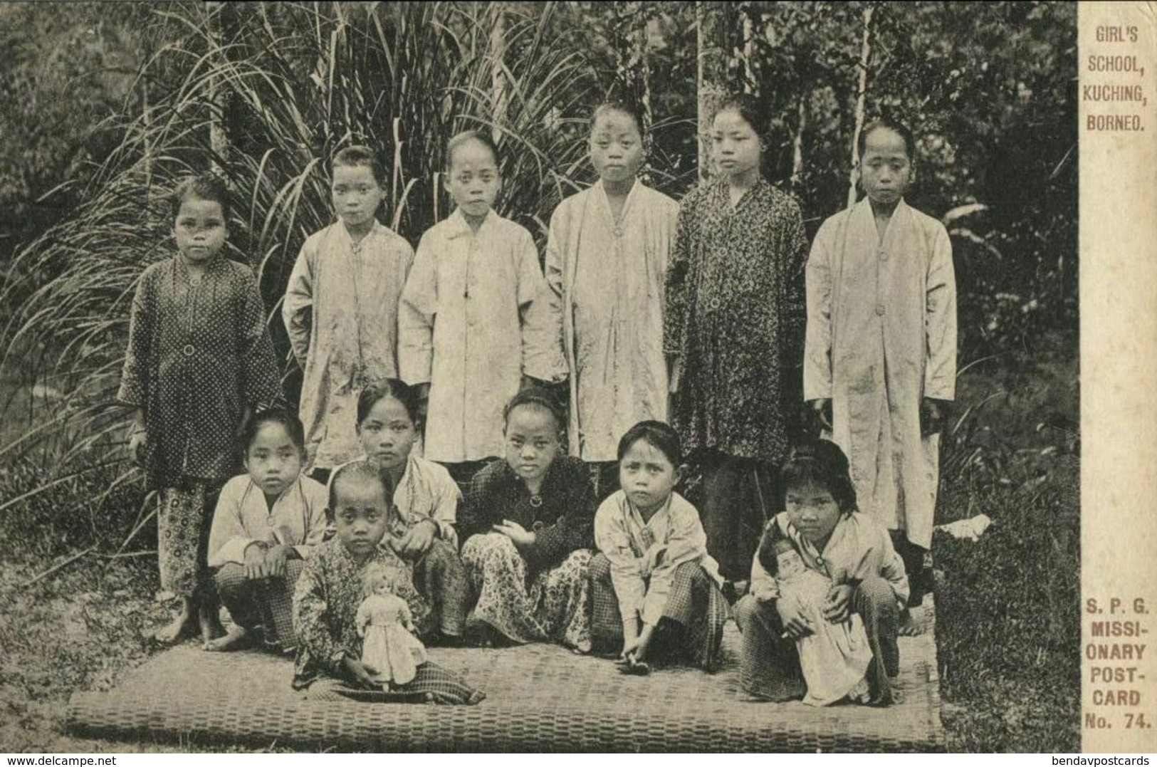 malay malaysia, BORNEO SARAWAK KUCHING, Girl's School (1910s) Mission Postcard