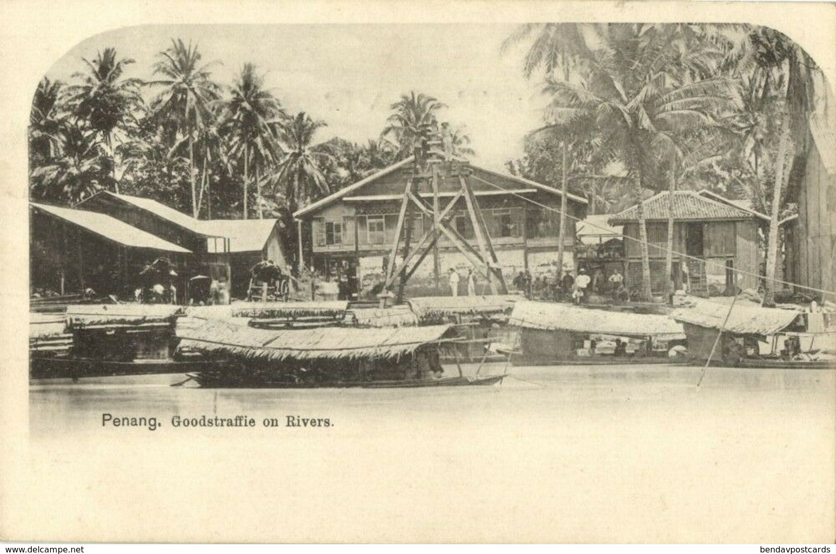 malay malaysia, PENANG, Goodstraffie on Rivers (1899) Postcard