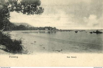 straits settlements, Malay Malaysia, PENANG, Sea Beach (1899) Postcard