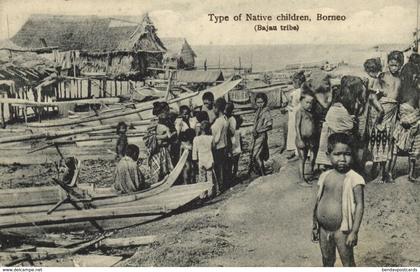 british north borneo, SABAH, Native Children Bahau Tribe (1910s) Postcard (1)