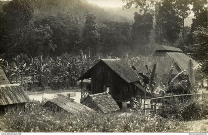 british North Borneo, JESSELTON, Native Houses (1933) RPPC Postcard
