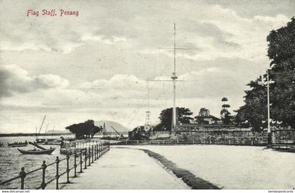 malay malaysia, PENANG, Flag Staff (1910s) Postcard