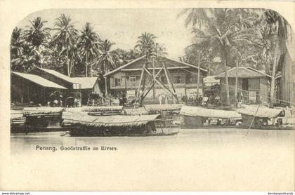 malay malaysia, PENANG, Goodstraffie on Rivers (1899) Postcard