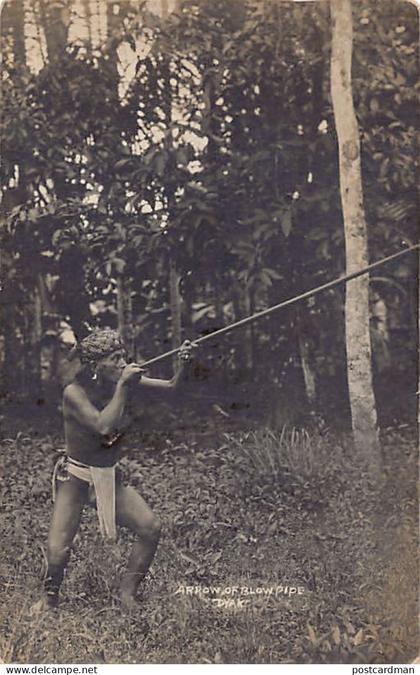 Malaysia - Dayak with a blowpipe - REAL PHOTO