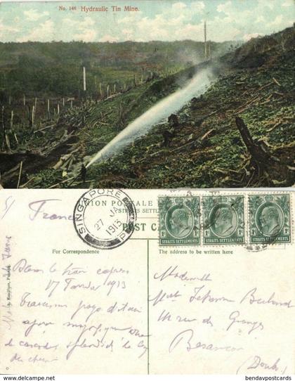 straits settlements, Malay Malaysia, Hydraulic Tin Mine (1913) Postcard