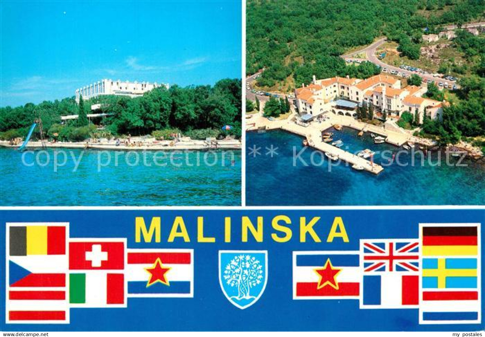 Malinska Krk Hotel Tamaris Fischerdorf Hafen Nationalflaggen