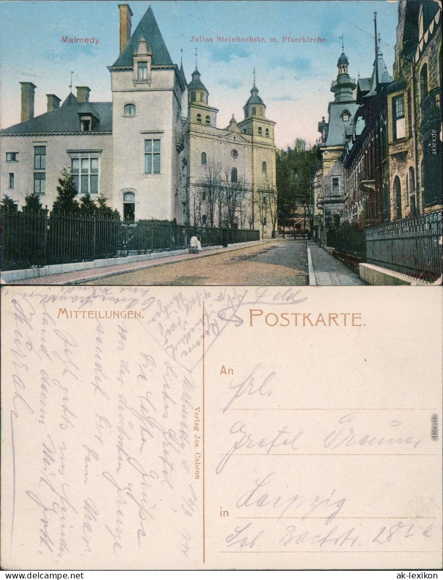 Malmedy Malmünd | Måmdey Julius Steinbacherstrasse Ansichtskarte b Eupen 1914