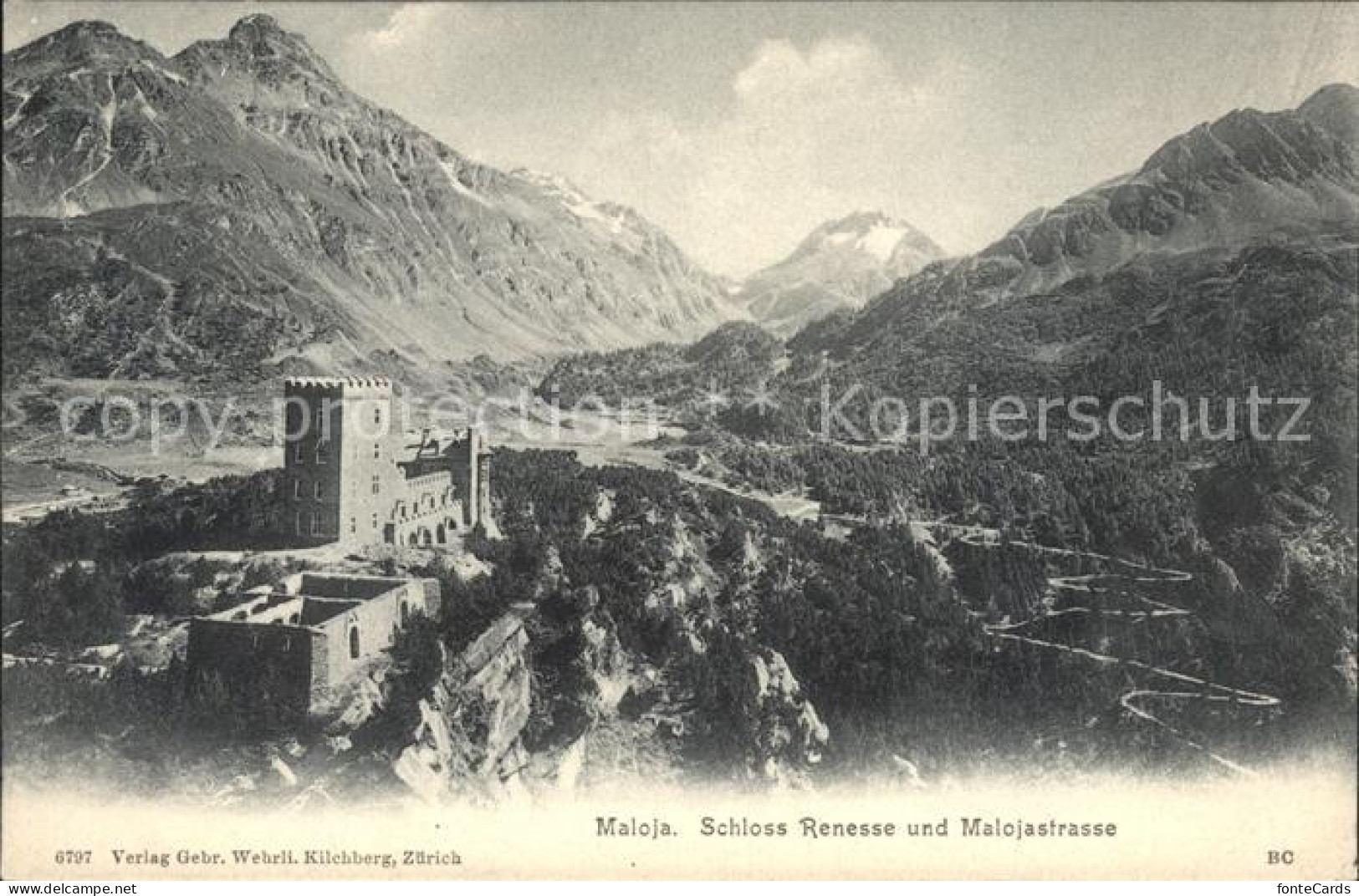 Maloja GR Schloss Renesse und Malojastrasse