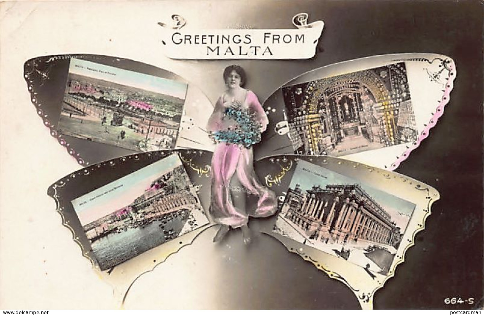 Malta - Greetings from Malta - BUTTERFLY GIRL - Publ. unknown 664