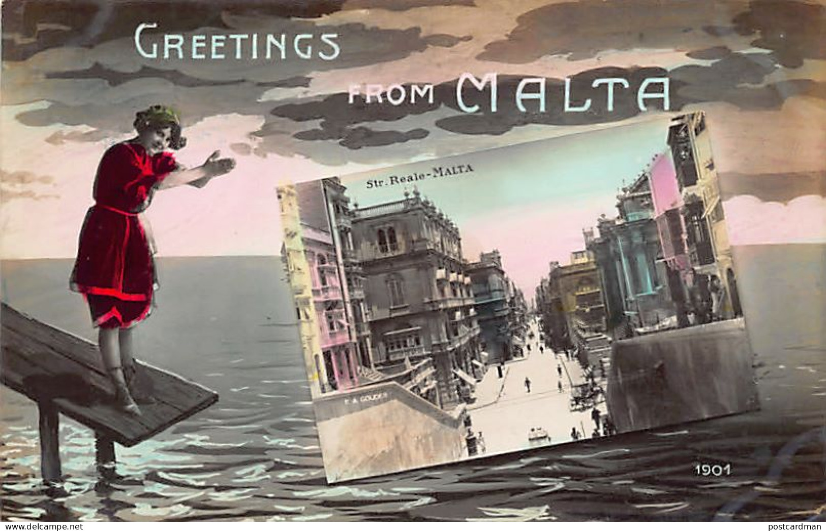 Malta - Greetings from Malta - Strada Reale, Valletta - Publ. unknown 1901