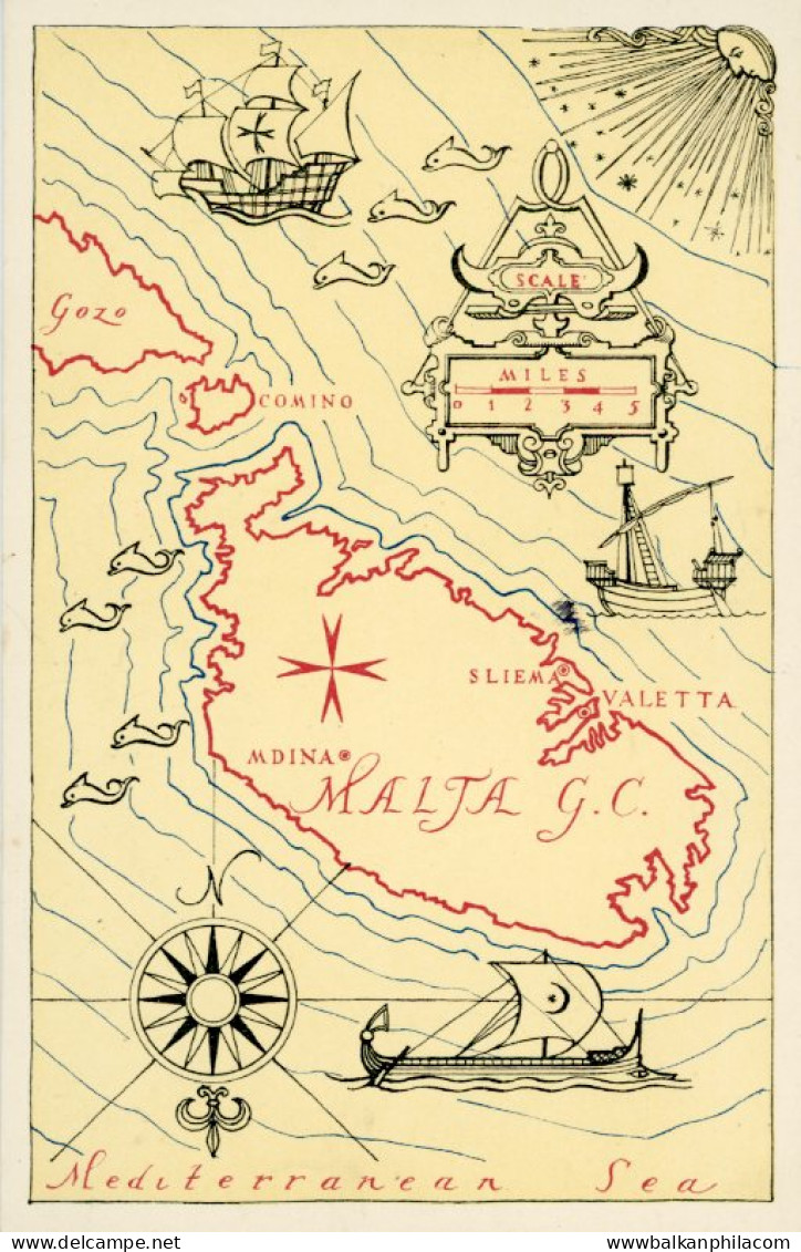 Malta Map postcard
