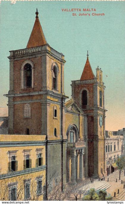 Malta Valetta St John's Church vintage postcard B931