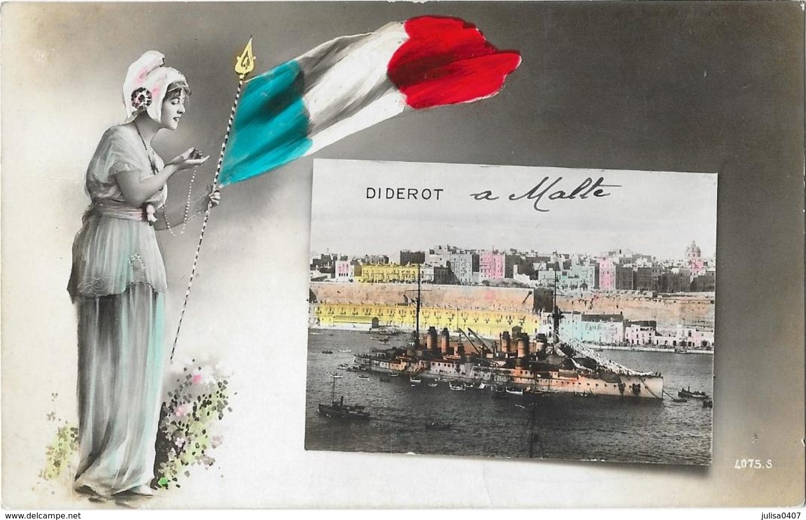 MALTE guerre 1914-18 patriotique bateau de guerre Diderot  Marianne