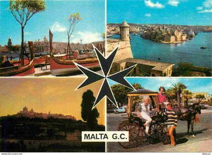Carte Postale - Malte - Multivues - Croix de Malte - Chevaux - CPM - Voir Scans Recto-Verso - Poscard - Carta Postal -