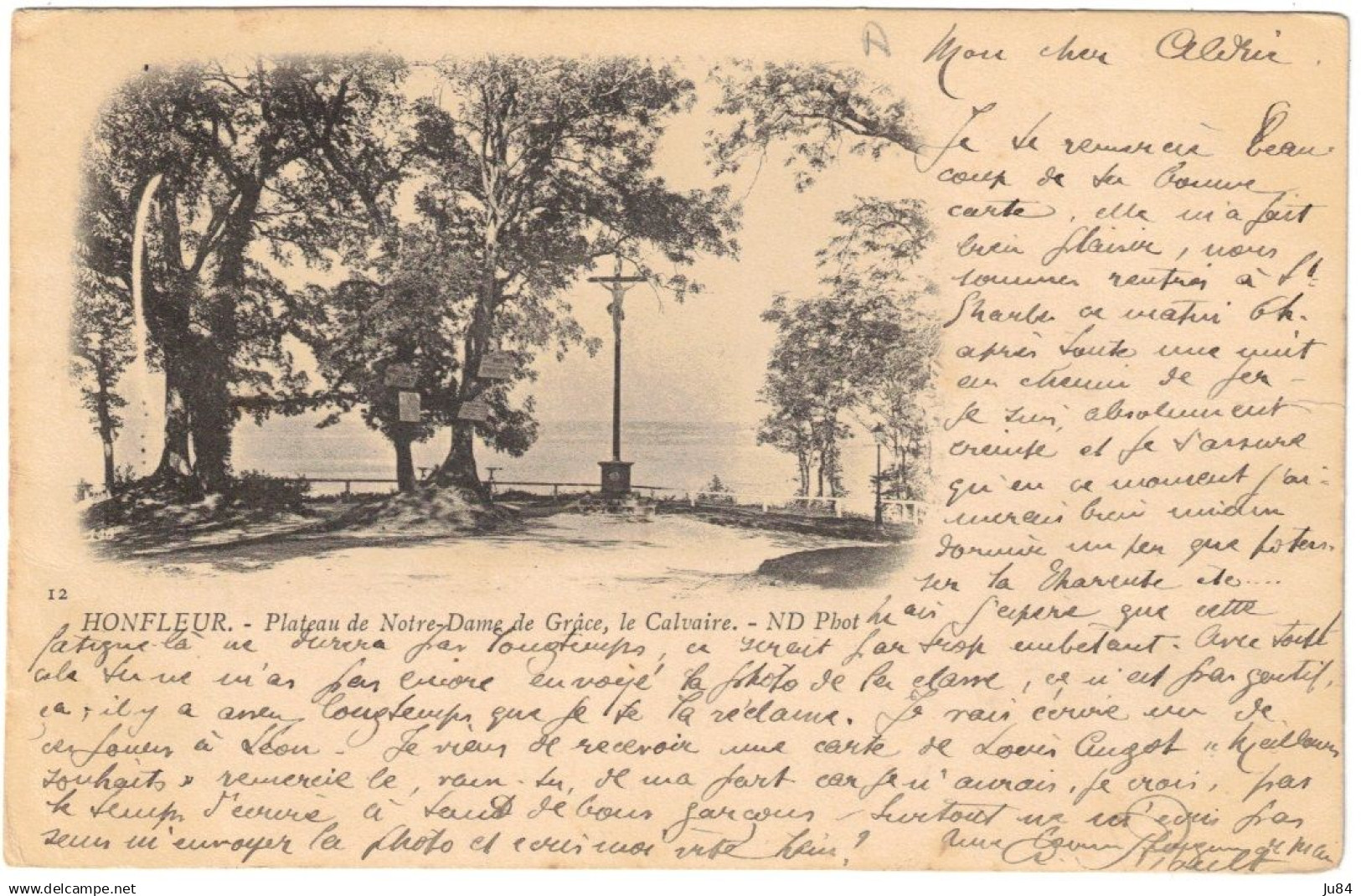 Manche - Saint Lo - Honfleur - Plateau de Notre-Dame de Grâce, le Calvaire - Carte Postale pour Saint Lo - 1901