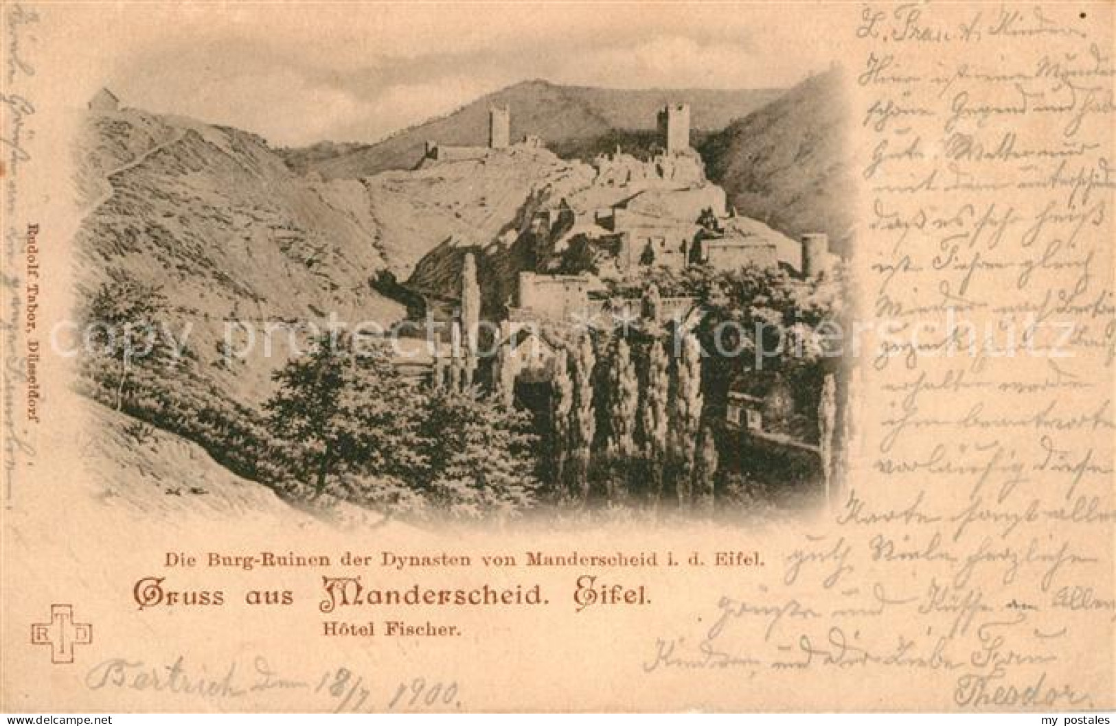 Manderscheid Eifel Burgruinen der Dynasten von Manderscheid Hotel Fischer