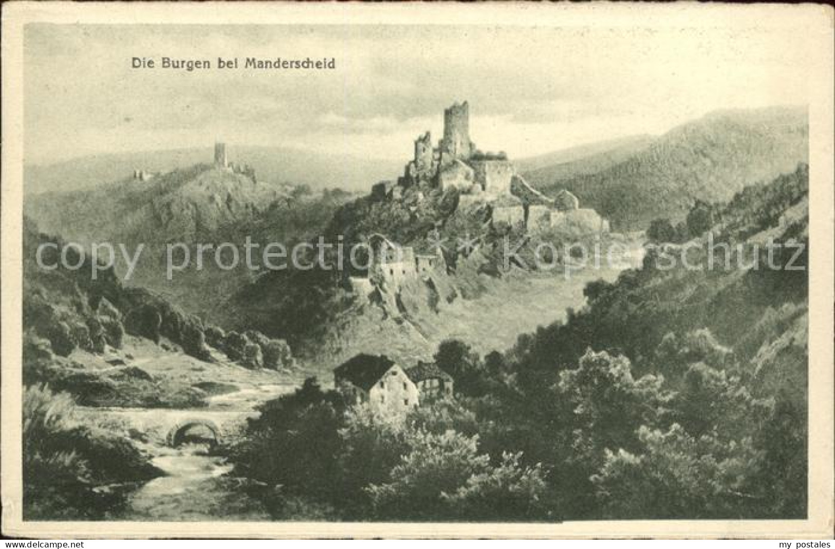 Manderscheid Eifel Die Burgen bei Manderscheid Kuenstlerkarte