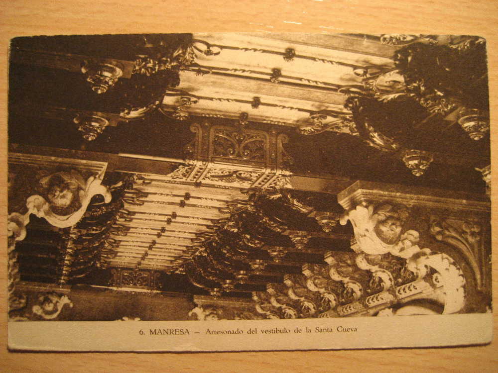MANRESA artesonado del vestibulo de la santa cueva de San Ignacio gruta cave grotte tarjeta postal post card postcard