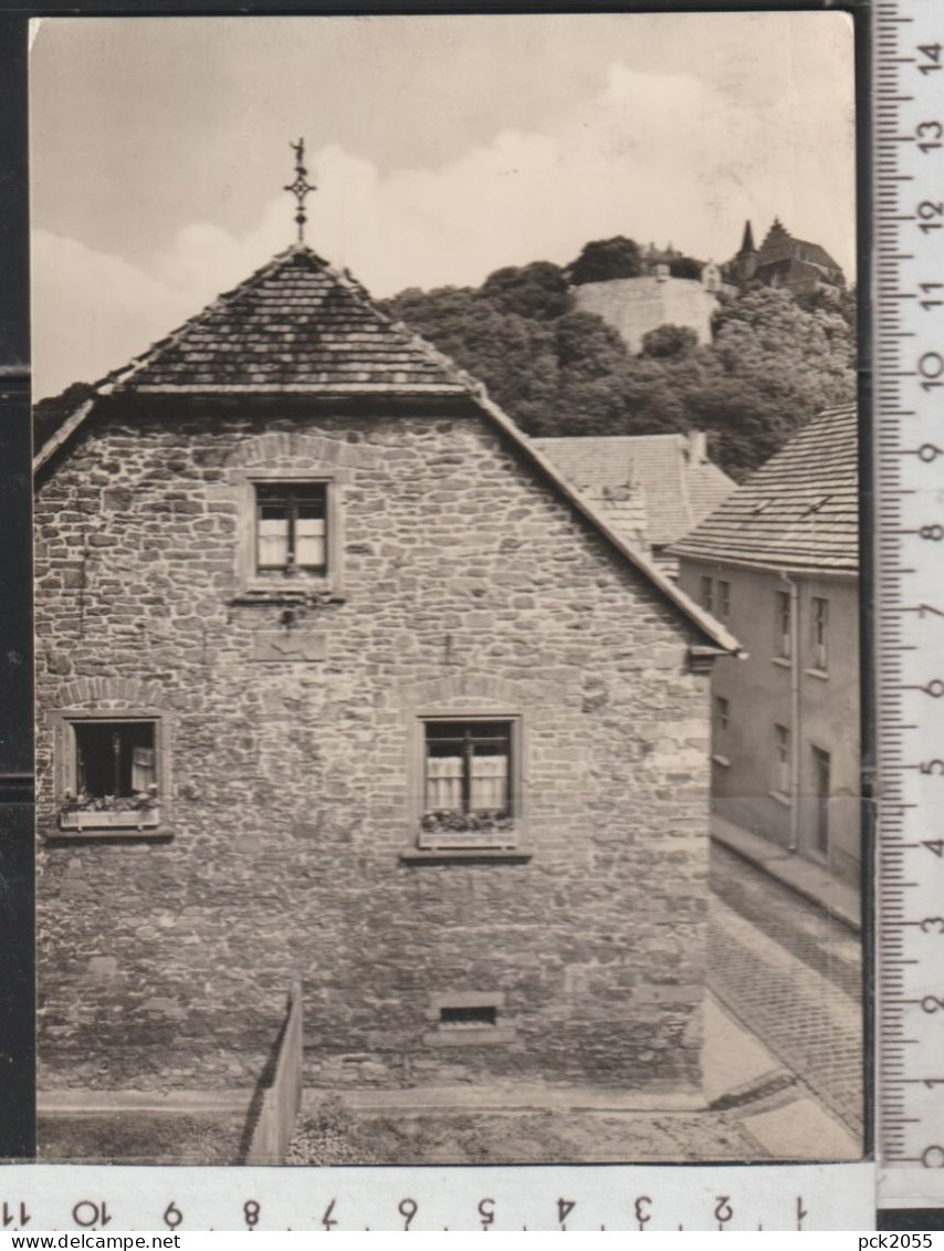Mansfeld - Lutherhaus mit Blick auf Schloß Mansfeld - gelaufen 1967  ( AK 4699 )günstige Versandkosten