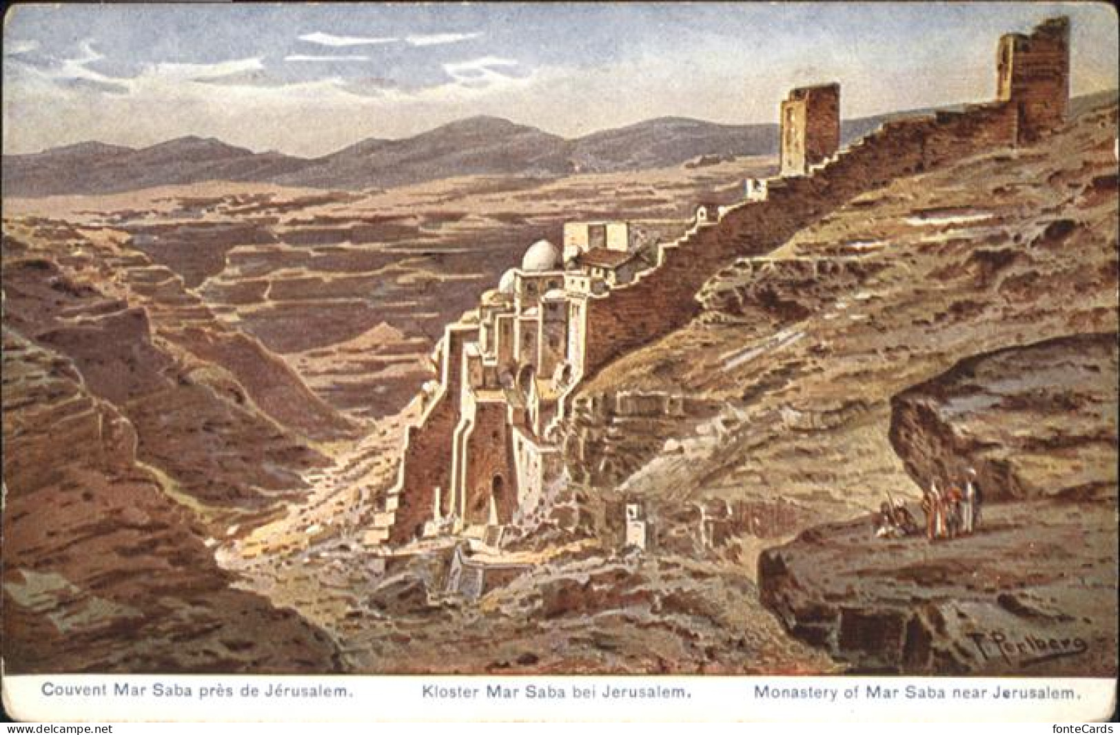 Mar Saba Kloster Couvent Jerusalem Monastery Kuenstler F. Perlberg